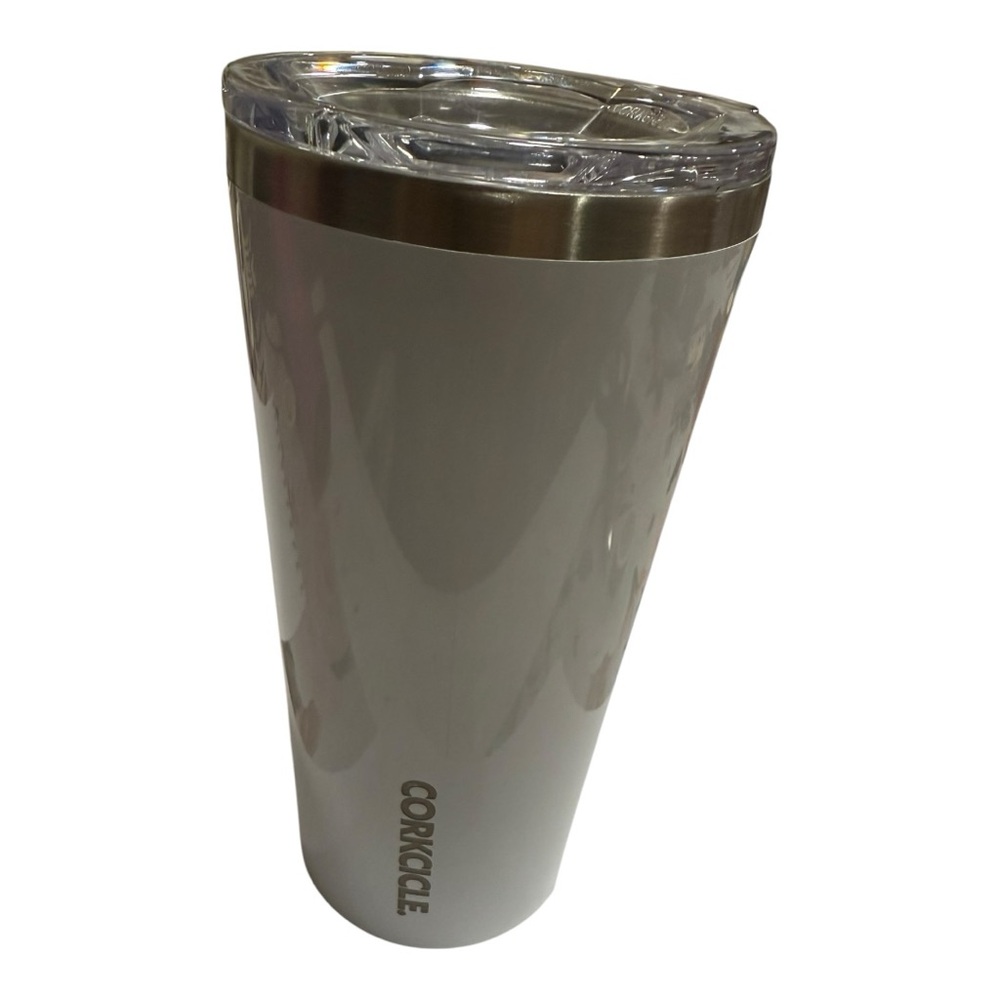 Corkcicle Tumbler Insulated SS/Thermos, 16 oz, White with Misc Logo on Back